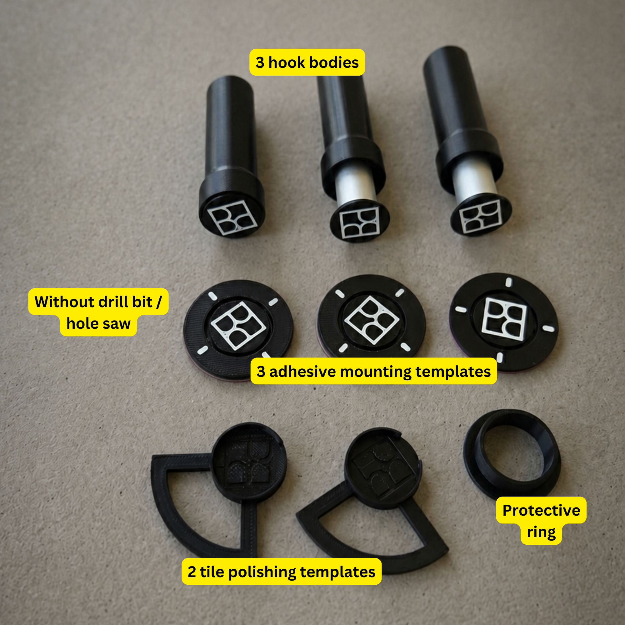 Hidden Tile-Integrated Towel Hook Set (2, 3, 4 or 5 Hooks)