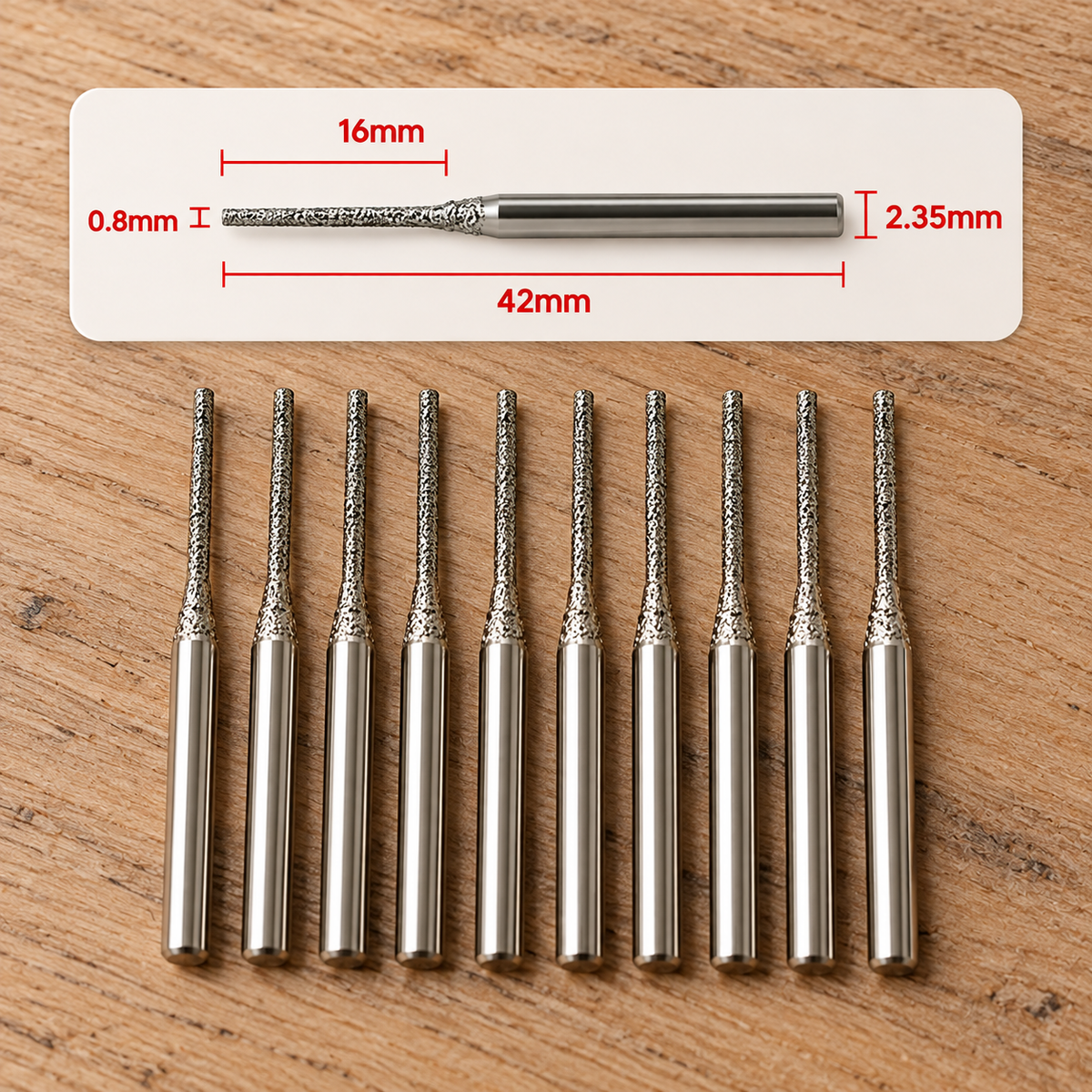1.0mm Diamond Drill Bits for Tiles – 10 pcs